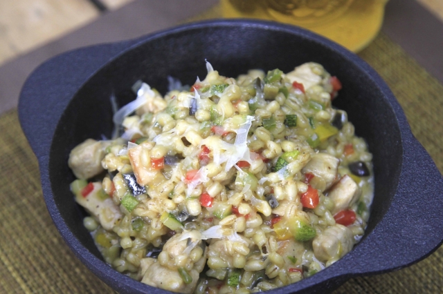 Risotto de Cebada y carre de cerdo